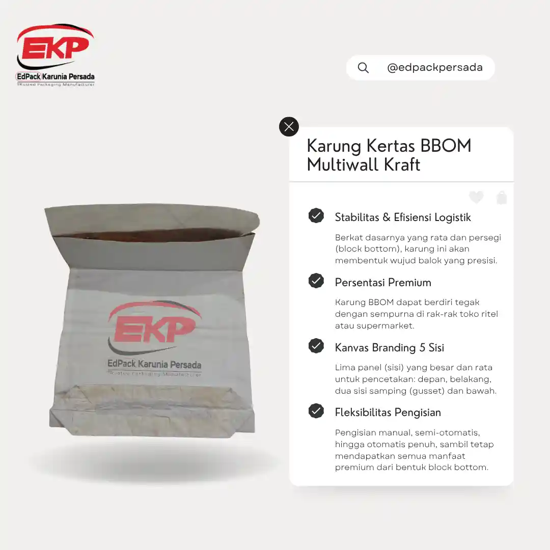 Karung Kertas Tipe BBOM Multiwall Kraft