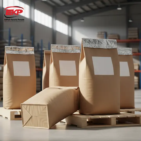 Ilustrasi Karung Kertas Tipe BBOM Laminasi Aluminium Foil