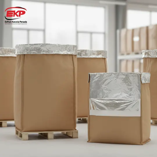 Karung kertas tipe jahit laminasi aluminium foil - Sewn paper sack aluminium foil laminated