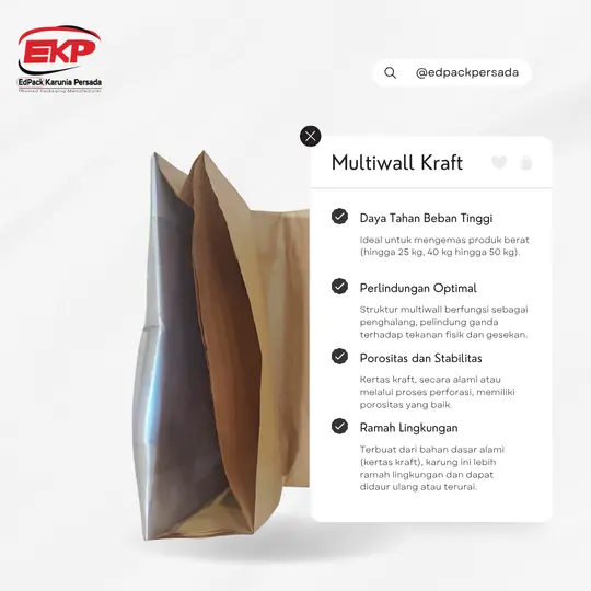 Karung Kertas Tipe Jahit Multiwall Kraft - Tampak Atas