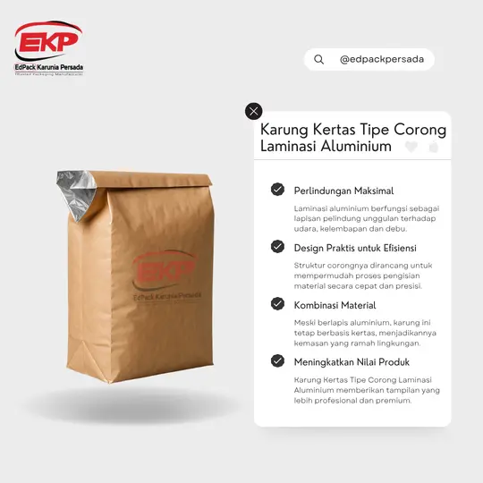 Paper Sack - Karung Kertas Tipe Corong Laminasi Aluminium Depan